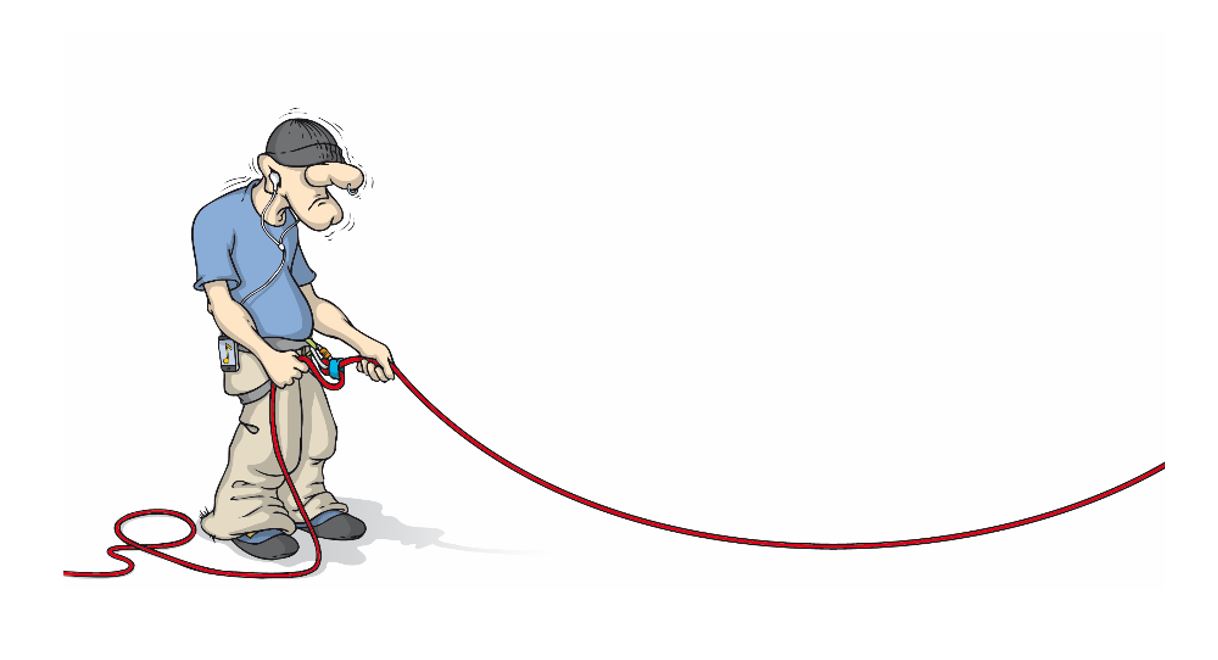 Schlappseil ist vor allem in Bodennähe sehr gefährlich! Illustration: Georg Sojer